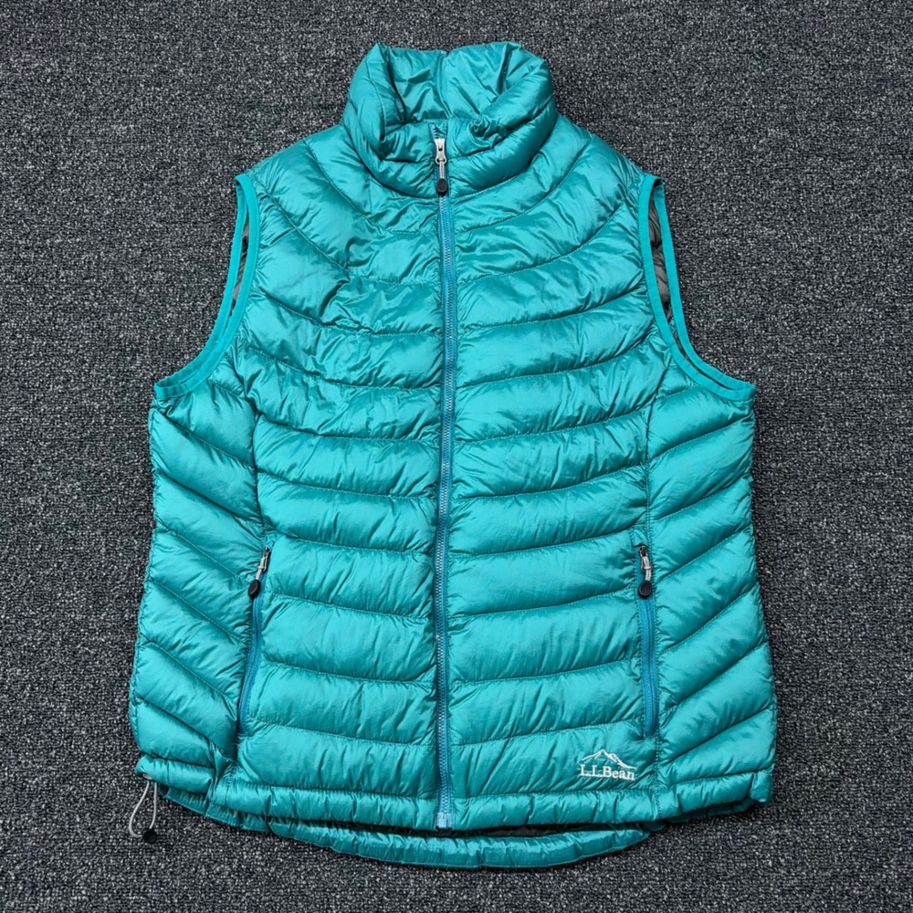 LL Bean Ultralight 850 Down Vest Womens Medium Teal DownTek Puffer 287288